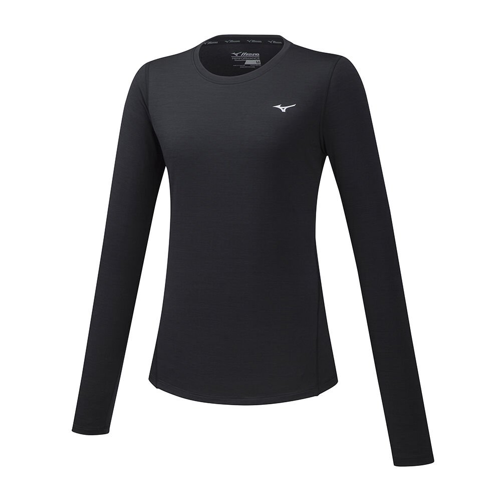 Mizuno Women's Running T-Shirts Impulse Core LS Black - VUTGZCH-09